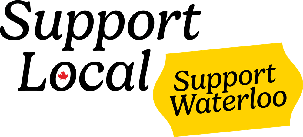 A decal with the words Support Local Support Waterloo